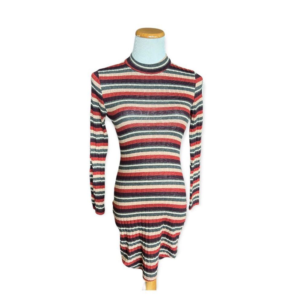 Womens Rue 21 Metallic Striped Bodycon Dress - Sz M